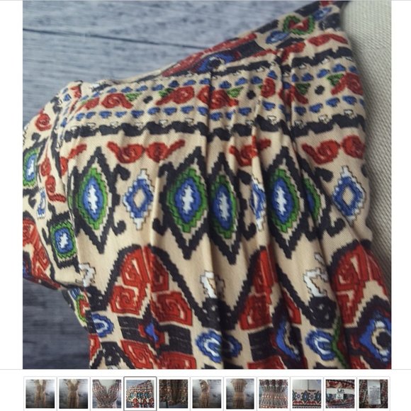 Ya Los Angeles Dress Full Zippered Down Front Ruched Back Cap Sleeve Batik - Picture 4 of 11